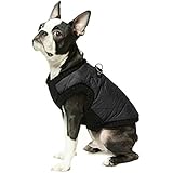 Gooby Fashion Quilted Bomber Dog Vest with Stretchable Chest, Black, Medium