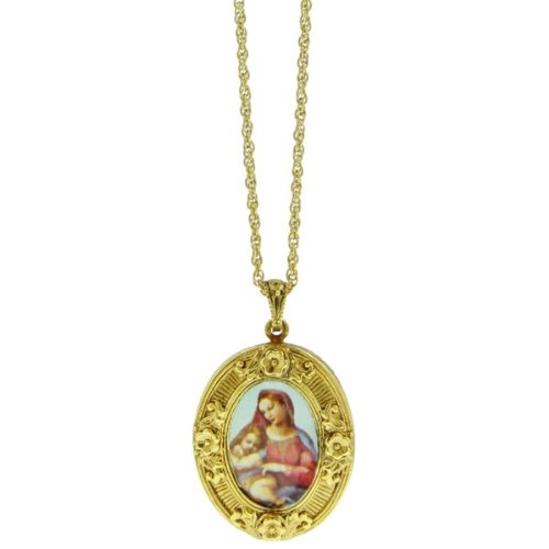 Mary and Baby Jesus Floral Locket