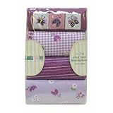 Lambs and Ivy Luv Bugs Flannel Blanket 4 Pack, Plum