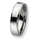 Beveled Edge Polished Tungsten Carbide Ring (6.0 mm) - Sizes 6-13