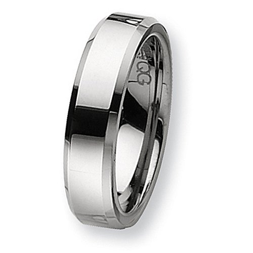 Beveled Edge Polished Tungsten Carbide Ring (6.0 mm) - Sizes 6-13