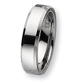 Beveled Edge Polished Tungsten Carbide Ring (6.0 mm) - Size 6.0: Chisel: Jewelry