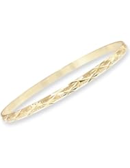 14k Yellow Gold, Women Lady Simple Slip On Bangle Bracelet With Sparkly Cuts