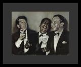 Rat Pack (Smoking & Laughing) Music Black Wood-Mounted Poster Print - 11 X 17