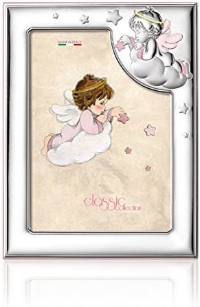 Silver Touch USA Sterling Silver Picture Frame, Angel, Pink, 3.5" X 5"