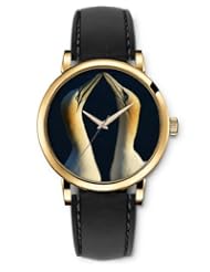 SPRAWL Aanalog Fashion Series Gold Ladies Watches of Genuine Black Leather Strap,Unique Wrist Watch for Women Girls Designed with Two birds