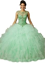 Scoop Neck  Beaded Crystal  Ball Gown Evening Dress/Prom Dress/Quinceanera Dress/Party Dress 