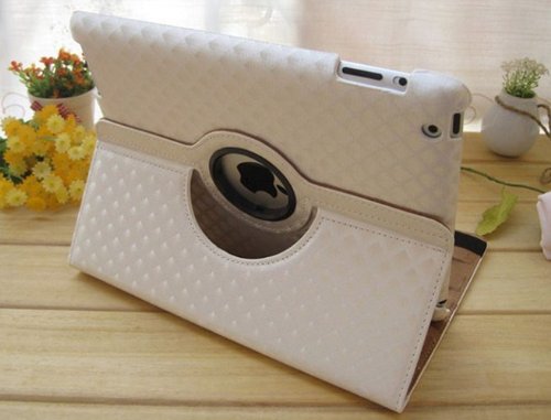 SYC® 360 Degree Rotating iPad 5 / iPad Air Case: Folio Convertible Cover Multi-angle Vertical and Horizontal Stand with Smart On/Off for the Apple iPad 5 (iPad 5, #FFFFFF)