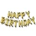 Happy Birthday Balloons Banner (3D Gold Lettering) Mylar Foil Letters | Inflatable Party Decor and Event Decorations for Kids and Adults | Reusable, Ecofriendly Fun