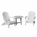 VIFAH V1090SET1-W Outdoor 3-Piece Conversation Set with Table and 2 Folding Adirondack Chairs, White