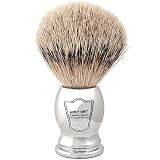 100% Silvertip Badger Bristle Shaving Brush (Chrome Handle) and Free Shaving Brush Stand from Parker Safety Razor