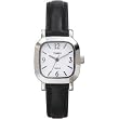 Timex 2F551 Women's Silver-Tone Rounded Square Dial Dress Watch with Black Genuine Leather Band
