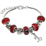 Capricorn Murano Style Glass Beads and Charm Bracelet, 7+1.5" Extender