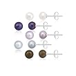 Sterling Silver 5 Pair Multi Color Freshwater Pearl White, Peacock, Pink, Grey, Chocolate Stud Earring Set