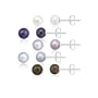 Sterling Silver 5 Pair Multi Color Freshwater Pearl White, Peacock, Pink, Grey, Chocolate Stud Earring Set