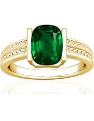 18K Yellow Gold Cushion Cut Emerald Solitaire Ring (GIA Certificate)