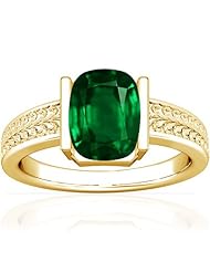 14K Yellow Gold Cushion Cut Emerald Solitaire Ring (GIA Certificate)