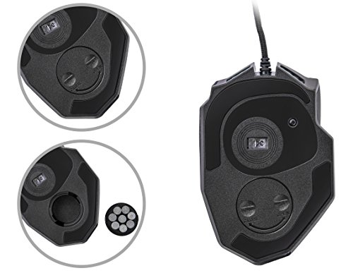 UtechSmart Venus 50, Bis 16.400 DPI Hochpräzision Laser MMO Gaming Maus für PC, 18 programmierbare Tasten, Gewichtanpassung-Kasette, 12 seitliche Tasten, 5 programmierbare Benutzerprofile, Omron-Schalter, über 16 Millionen Anpassbare LED Farboptionen für seitliche Tasten, Scrollrad, Logo & Scheinwerfer [18Monate Herstellergarantie]