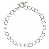 Sterling Silver Link Charm Bracelet 7.5 Inch With Toggle Clasp