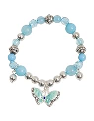 Heirloom Finds Little Girls Blue Enamel Butterfly Sparkle Charm Bracelet