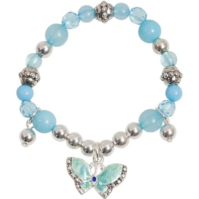 Cheap Girls Jewelry Heirloom Finds Little Girls Blue Enamel Butterfly Sparkle Charm Bracelet For Sale
