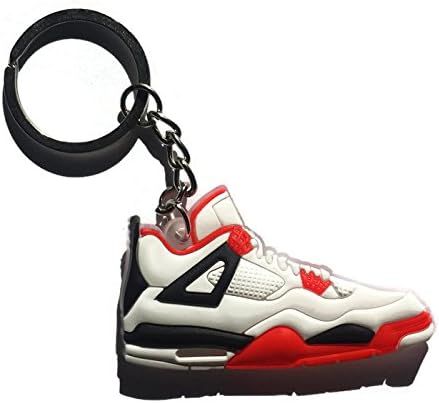 One Stop Discount Shop® - Air Jordan 4 Basketball Jumpman Key Chain in White/Red/Black