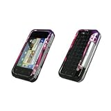 Premium Black with Hot Pink Flowers Design Snap-On Cover Hard Case Cell Pho ....