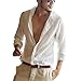 Zbrandy Mens Cotton Linen Blend Shirts Ultra Light Colorful Shirts Colour White Size L