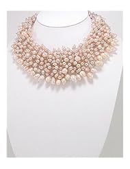 Peach (Natural) Fresh Water Pearl Necklace In Zinc