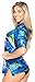 Aloha Women's Hawaiian Beach Casual Button Down Short Sleeve Blouse Shirt Blue