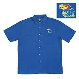 Kansas Jayhawks NCAA Prevail Button Down Short Sleeve Shirt For Men (Dark Royal)
