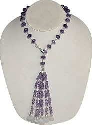 Y Necklace Sterling Silver Multi Gemstone Beads Jewelry 15.5 inches