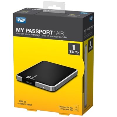 WD My Passport Air 1 TB for Mac: Portable, USB 3.0, Ultra-Slim, All Metal Hard Drive (WDBWDG0010BAL-NESN)