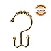 Honla Metal Bathroom Accessories,2-Line Style Shower Curtain Hooks/Rings,Double Glide on Bath Rod to Hang Curtain and Liner,Heavy Duty Hangers for Caddy Organizer Hanging-Set of 12-Brass