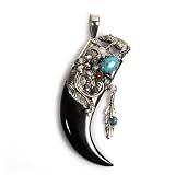 Silver Stone Buffalo Horn Pendants, Size: 72mm (2.8 inches)