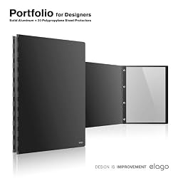 elago portfolio for professional artists (Holds letter size-8 1/2 by 11inches / A4 size-8.27 x 11.69 inches), satin aluminum finish (Black)