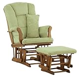 Stork Craft Custom Tuscany Cognac Finish Glider and Ottoman with Free lower lumbar pillow, Sage Cus