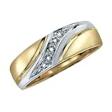 Comfort Fit Diamond Mens Wedding Band in 10K Yellow and White Gold