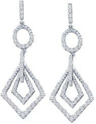 Real Diamond Earrings 1.00CTW ROUND DIAMOND LADIES FASHION EARRINGS White-gold 14K
