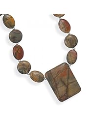 MMA Silver - 16 inch+2 inch Picasso Jasper Necklace
