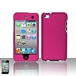 Premium Rubberized Snap-on Hard Crystal Front and Rear Case Cover for Apple iPod Touch 4G, 4th Generation, 4th Gen - hot pink compatible with 8GB / 32GB / 64GB