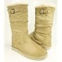 Scrunchy Fleece Shearling Vegan Friendly Boots with Wrap Around Straps