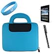 Apple iPad Two-Tone Black-Blue Color Case + Anti Glare Screen Protector + Apple iPad Black Stylus + Wristband