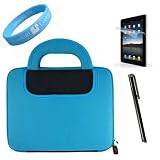 Apple iPad Two-Tone Black-Blue Color Case + Anti Glare Screen Protector + Apple iPad Black Stylus + Wristband