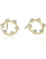 Suzy Landa 18k Yellow Gold Knife-Edge Circle Diamond Stud Earrings