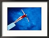Aerial of Woman Diving from a Diving Board Framed Photographic Poster Print by Rick Raymond, 21x17