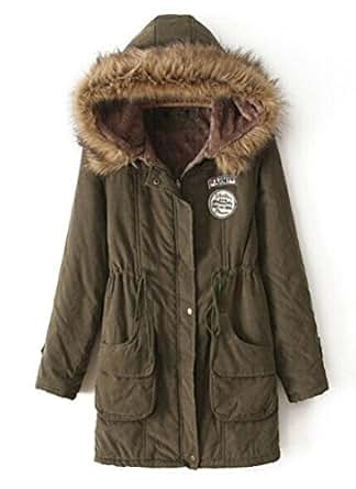 MILEEO Femme Manteau d'hiver Parka Fille Capuche en Fourrure Veste
