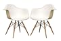 Baxton Studio Fiorenza White Plastic Armchair with Wood Eiffel Legs, Set of 2