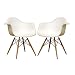 Baxton Studio Fiorenza White Plastic Armchair with Wood Eiffel Legs, Set of 2