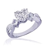1.15 Ct Heart Shape 3 Stone Diamond Ring VS2-H EGL 14K
